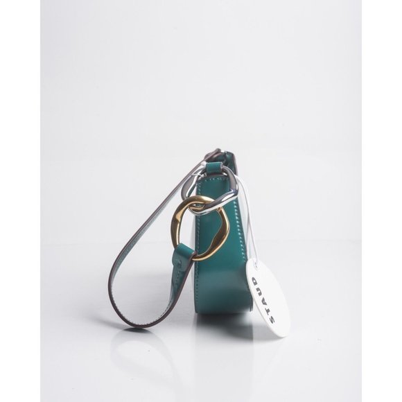 Staud Womens Ollie Shoulder Bag Purse Handbag Coastal Green Leather NWT - Picture 2 of 6